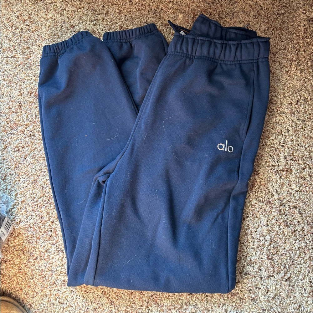 ALO Navy Jogger Fleece Sweatpants Size M